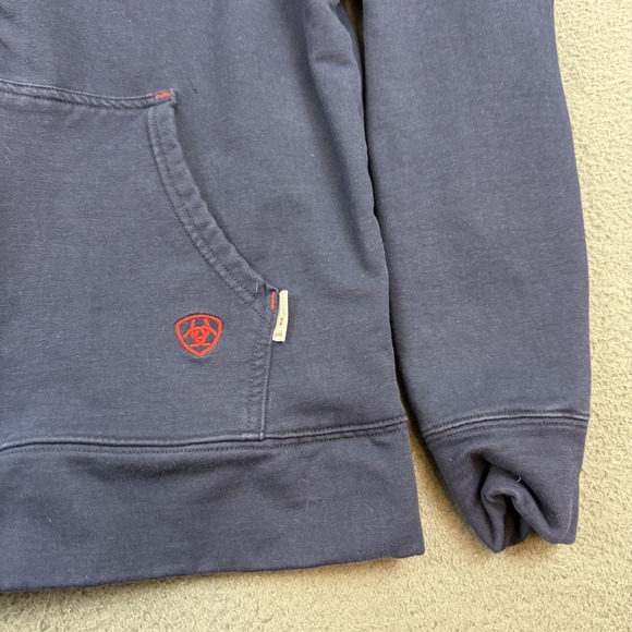 Ariat FR Hoodie Mens Large Navy Blue Flame Resistant Full Zip CAT 2 Workwear - Picture 3 of 12